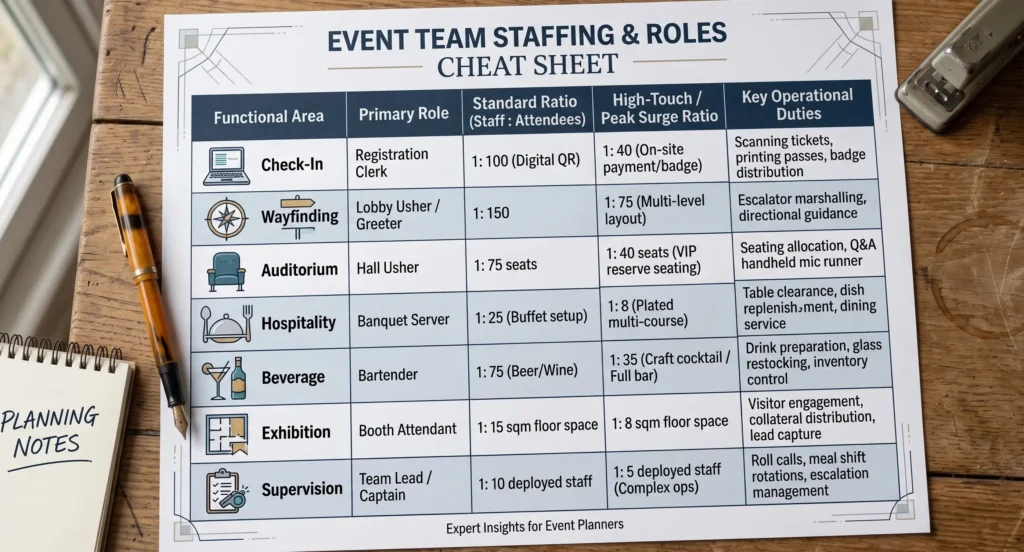 Event staffing cheat sheet ratio